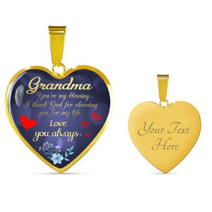 Grandma Love Necklace Personalized Engraved Gold Heart Necklace Custom Name Dat